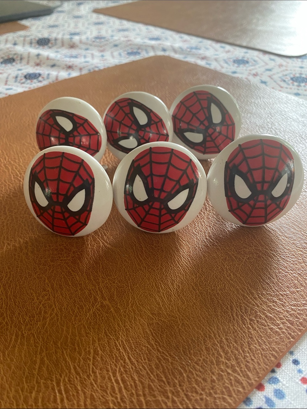 Ceramic Spider-Man Face Cabinet Knobs Set - 6 Decorative